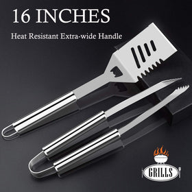 Romanticist stainless steel grill utensils close-up demonstrating durable construction