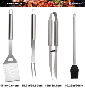 ROMANTICIST stainless steel utensils deliver heat resistance for consistent outdoor cooking.