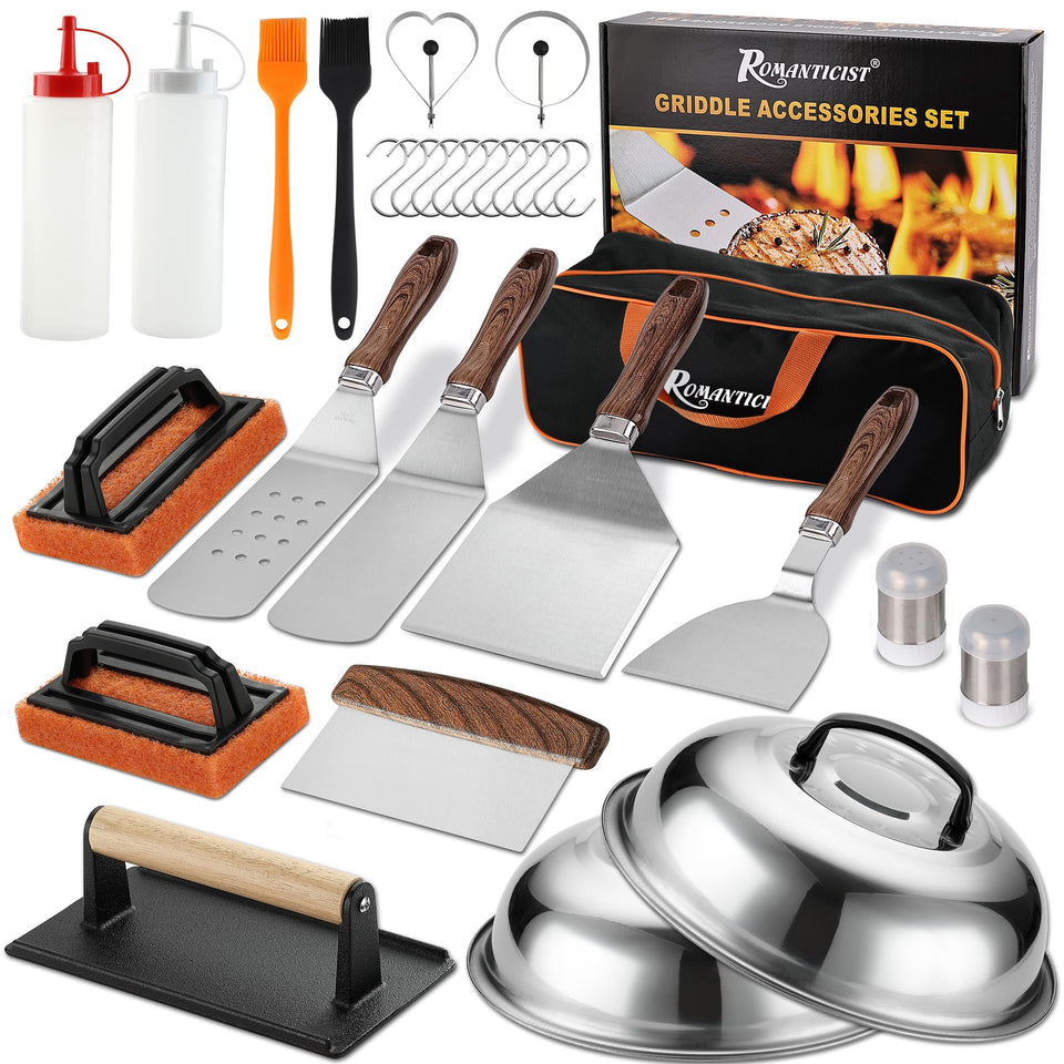 ROMANTICIST teppanyaki spatula set packaged for easy gifting and storage.