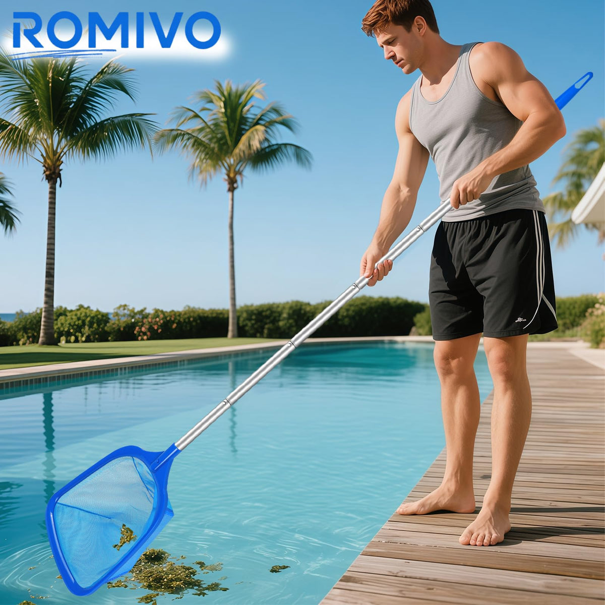 ROMIVO extended reach handle enables easier reach to edges