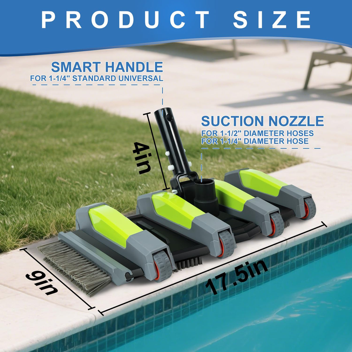 ROMIVO vacuum head soft wheels glide smoothly across pool surfaces