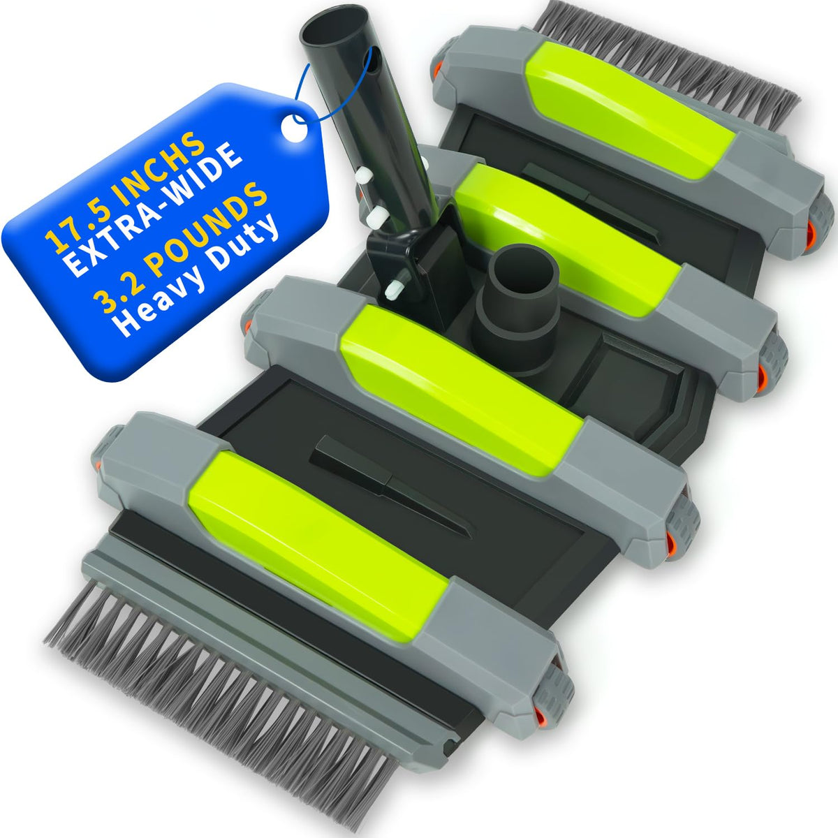 ROMIVO heavy-duty pool vacuum head with extra-wide edge for quick cleaning