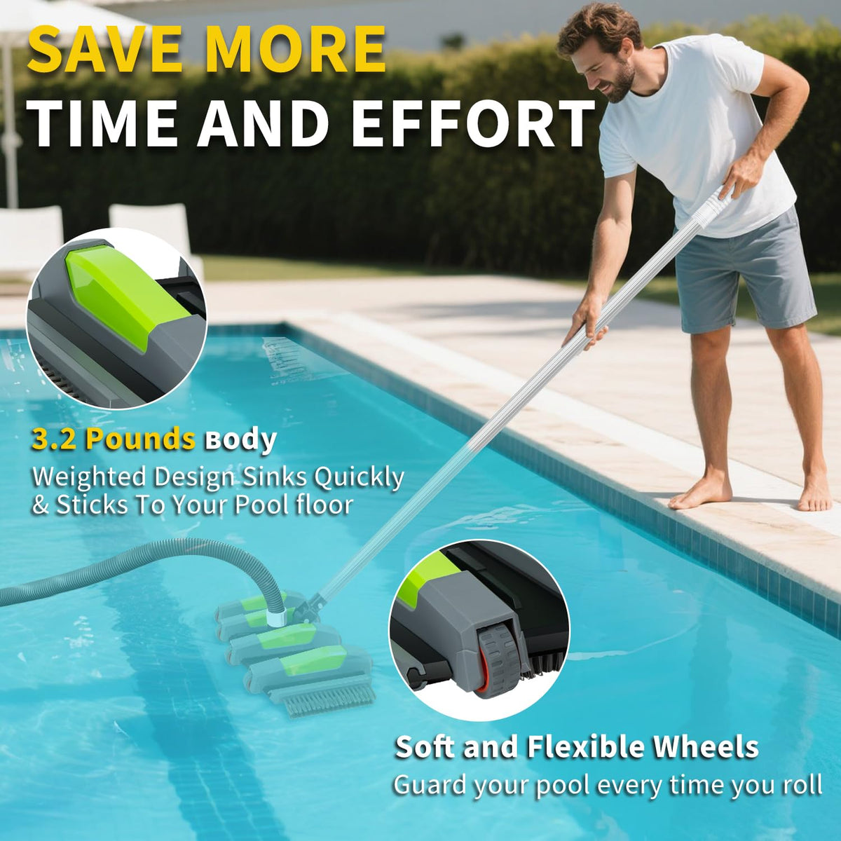 ROMIVO 17.5-inch extra-wide head covers more area per pass