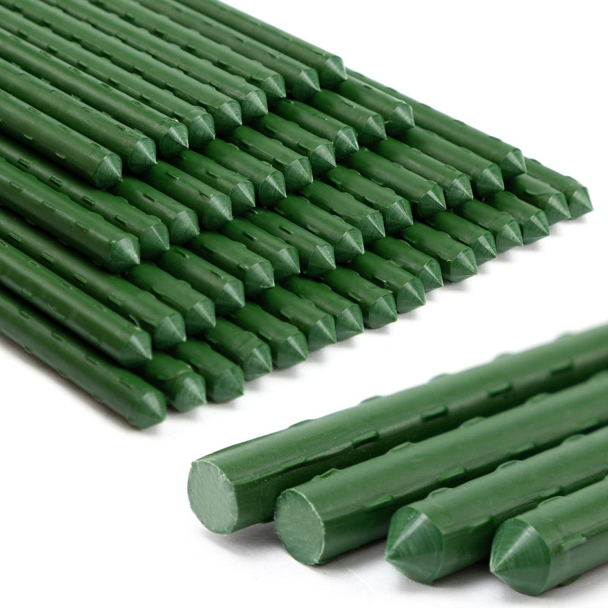ROMODEN garden stakes 48in steel with rustproof coating provide sturdy plant support.