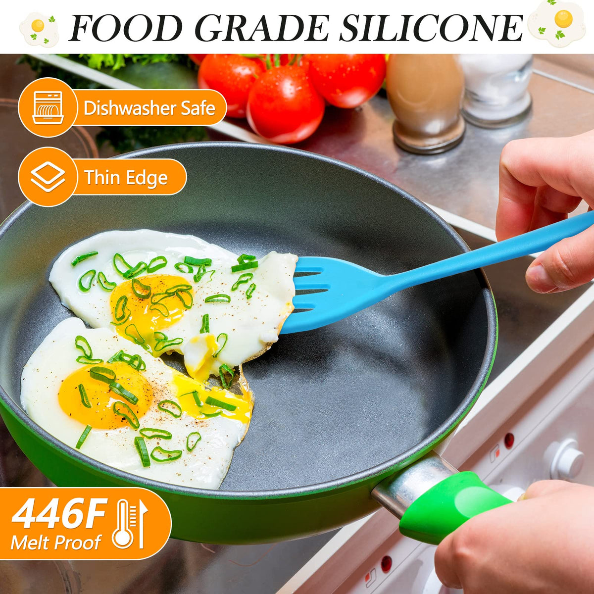 Romooa orange small silicone spatula for eggs and pancakes