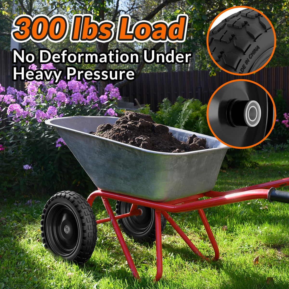 RONPOW 13 inch wheel and tire ready for wheelbarrows and garden carts