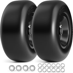 RONPOW 13x5-6 flat free tire front view showing puncture-free performance for home lawns