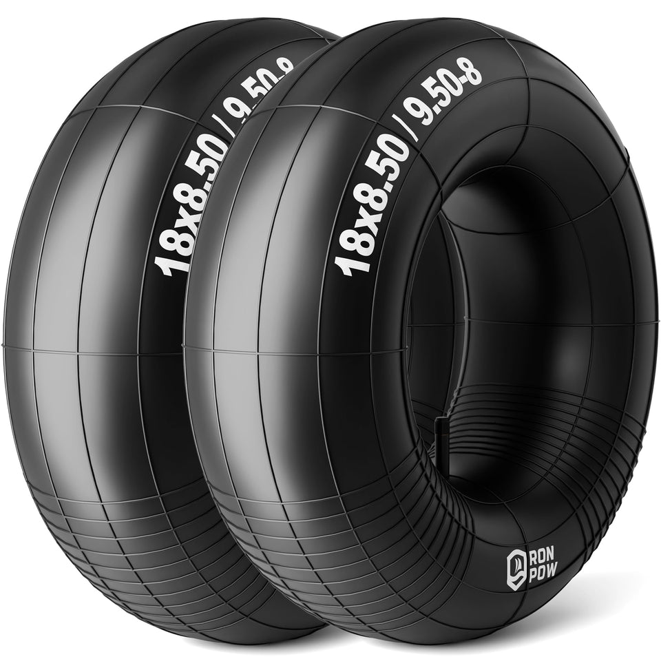 RONPOW inner tube packaging shows two compatible sizes for lawn equipment