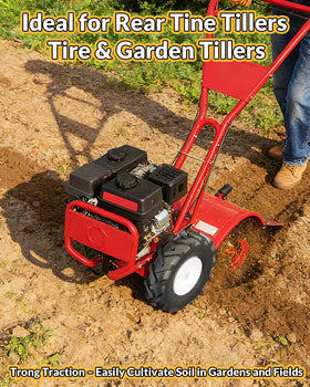 RONPOW traction close-up highlights deep V-tread for soft soil