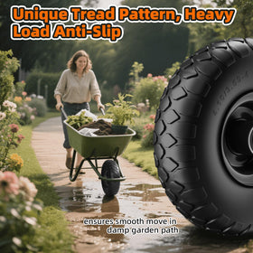 RONPOW flat-free tire with rust-proof rim resists outdoor corrosion.