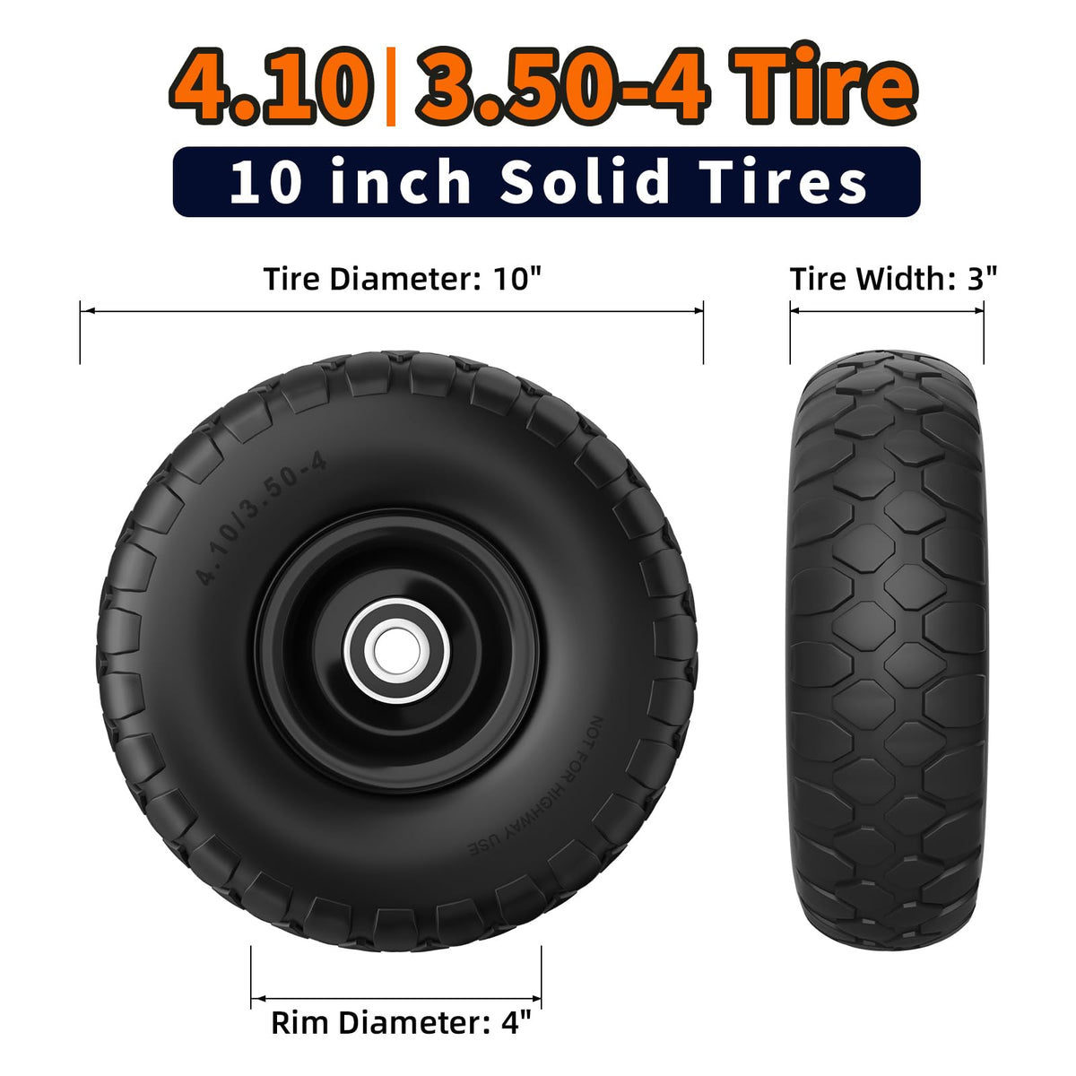 RONPOW 500lb capacity tire demonstrates heavy-duty stability for carts and wagons.