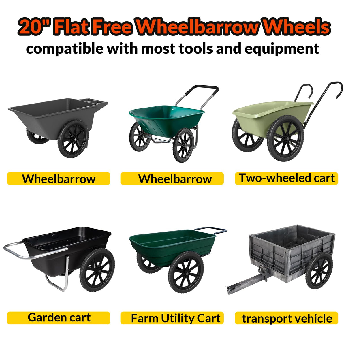 RONPOW black 20in wheel provides durable, low-maintenance replacement.