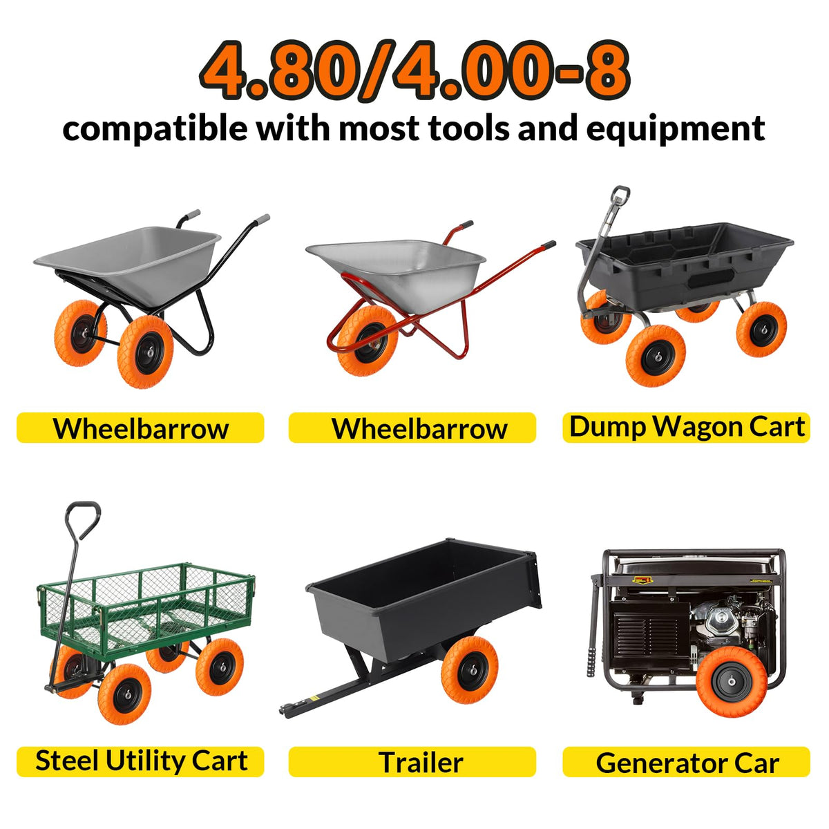 RONPOW fits most wheelbarrows and carts, simplifying upgrades across garden, farm, and construction tasks.