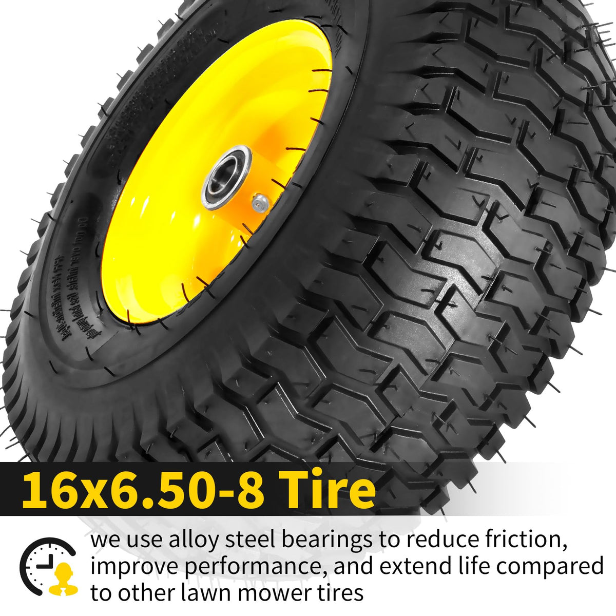 RONPOW front tire installation on a mower demonstrates easy mounting.