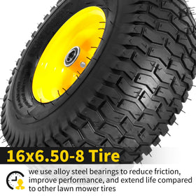 RONPOW front tire installation on a mower demonstrates easy mounting.