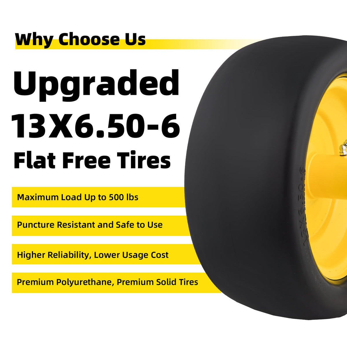 RONPOW front tire mounted on a zero-turn mower for stable maneuverability