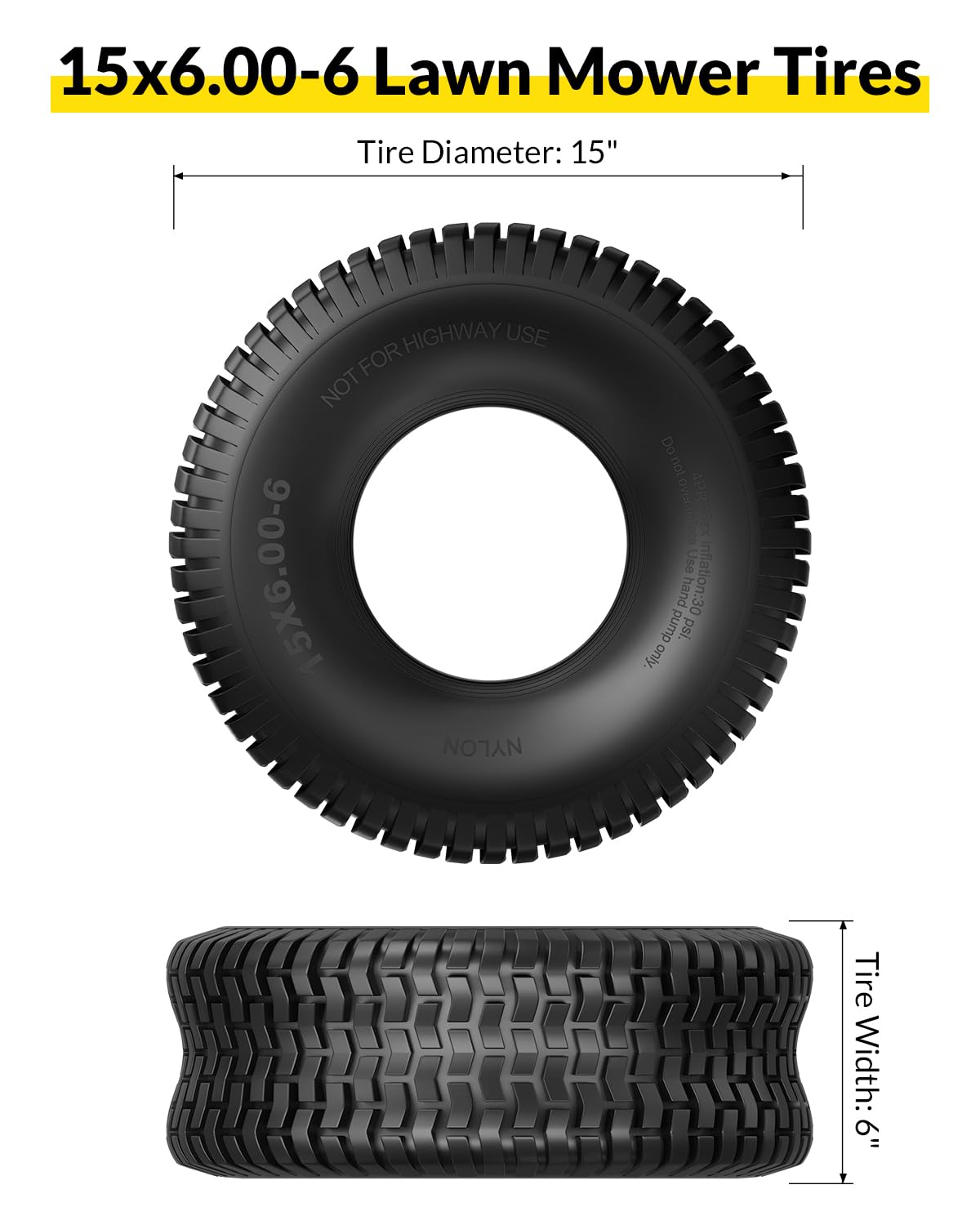RONPOW lawn tractor tire installation is quick and tool-free for most hubs.