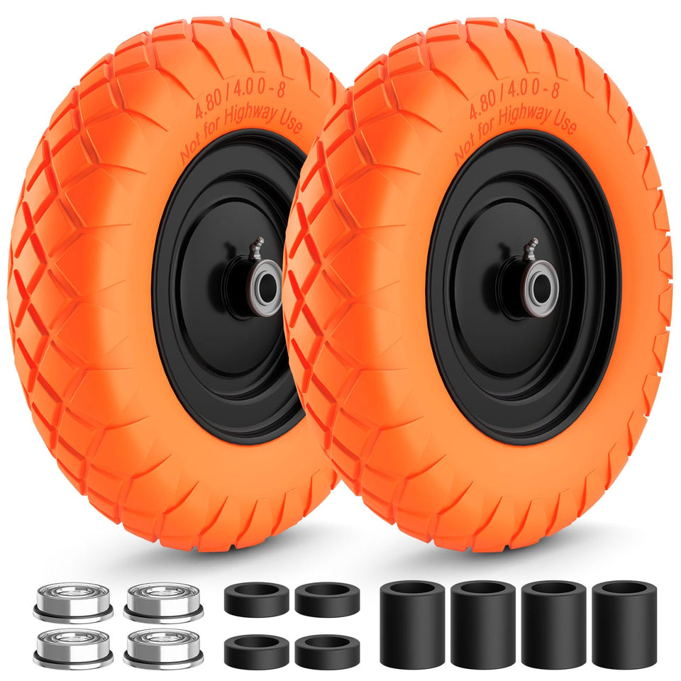 RONPOW puncture-proof tire assembly for wheelbarrows delivers maintenance-free rolling on tough terrains.