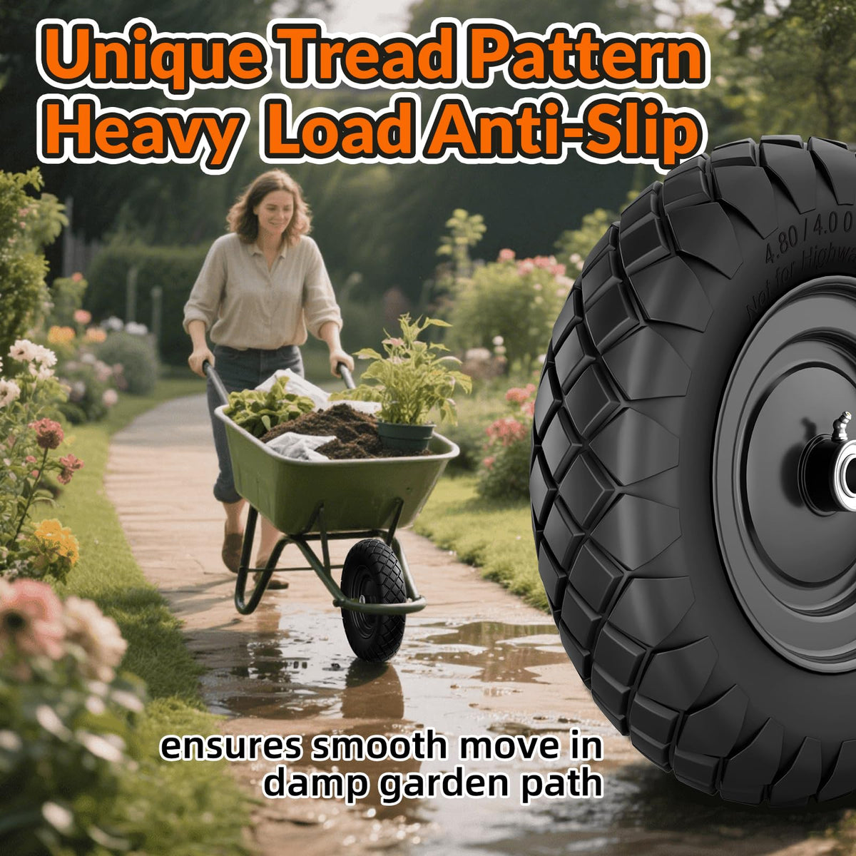 RONPOW universal-fit design suits garden, farm, and construction carts.