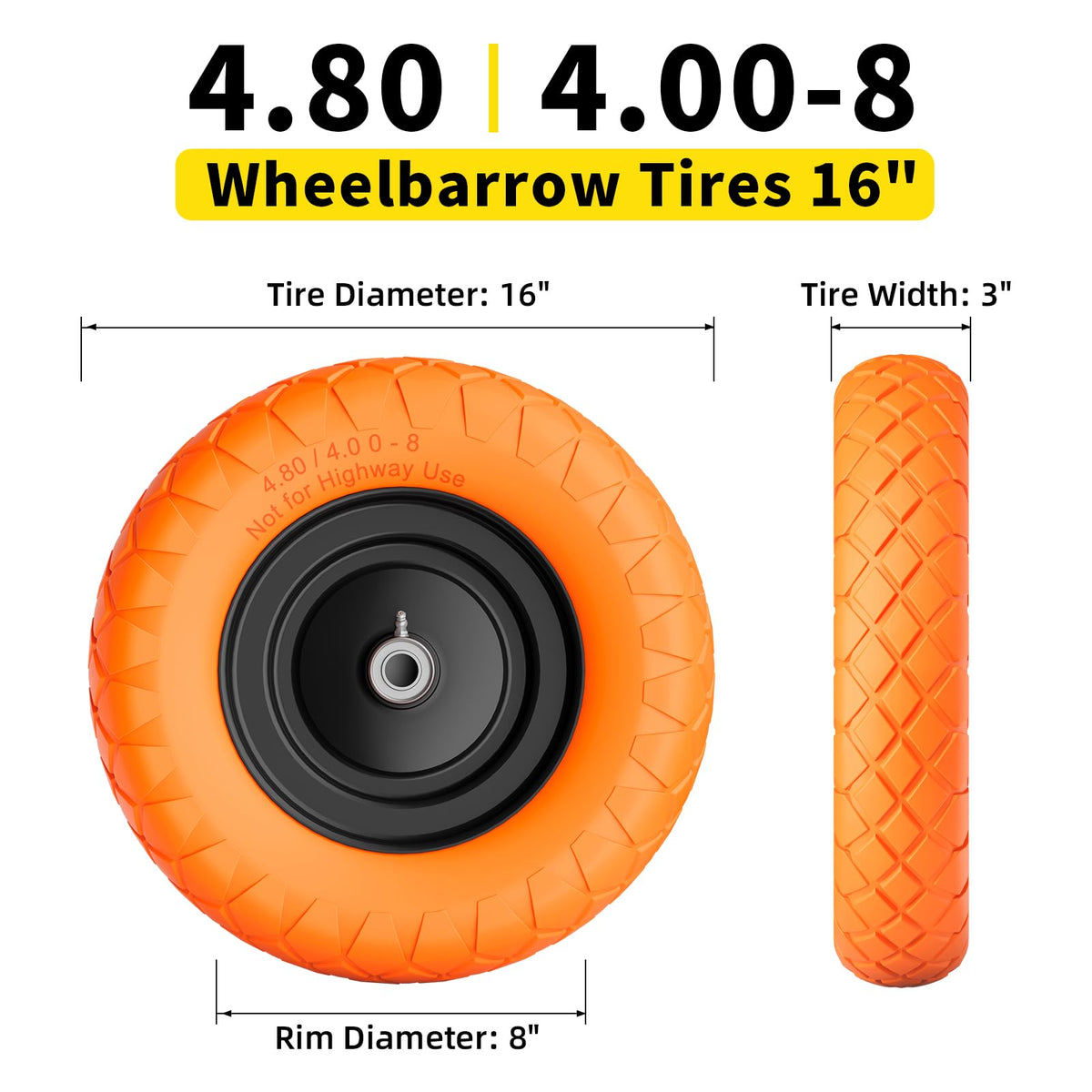 RONPOW weather-resistant polyurethane tire handles sun and rain for outdoor use.