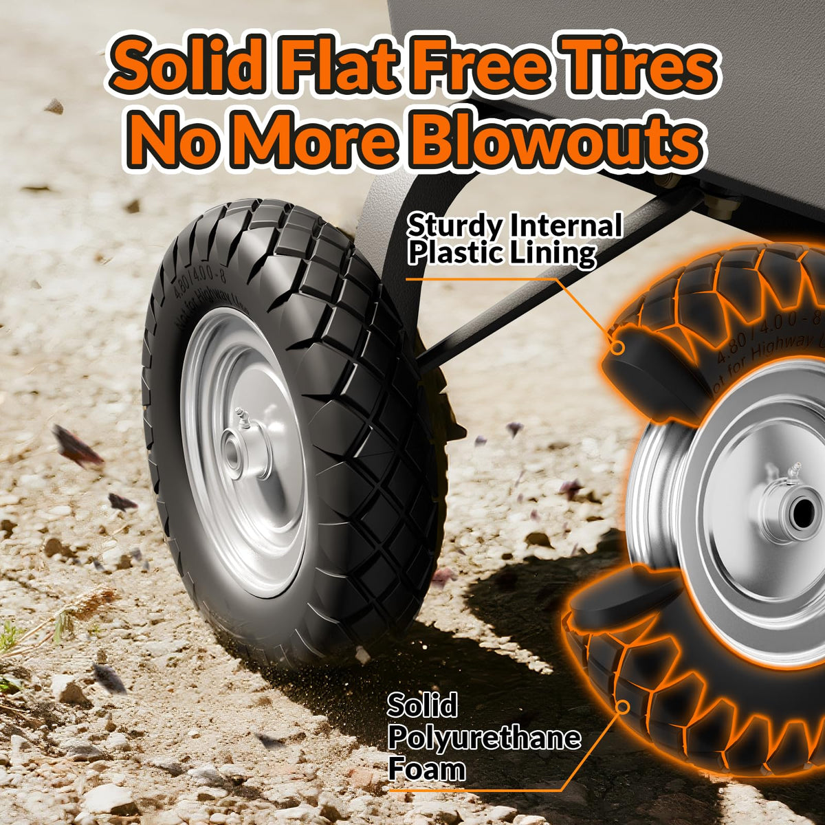 RONPOW wheel supports up to 400 lbs for heavy loads.