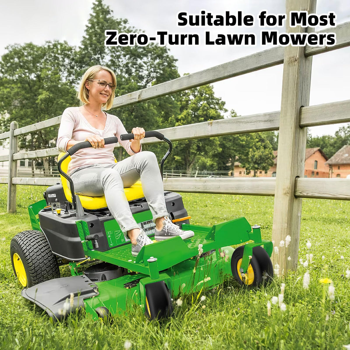RONPOW zero-turn mower mounted tire improving traction and stability on uneven terrain