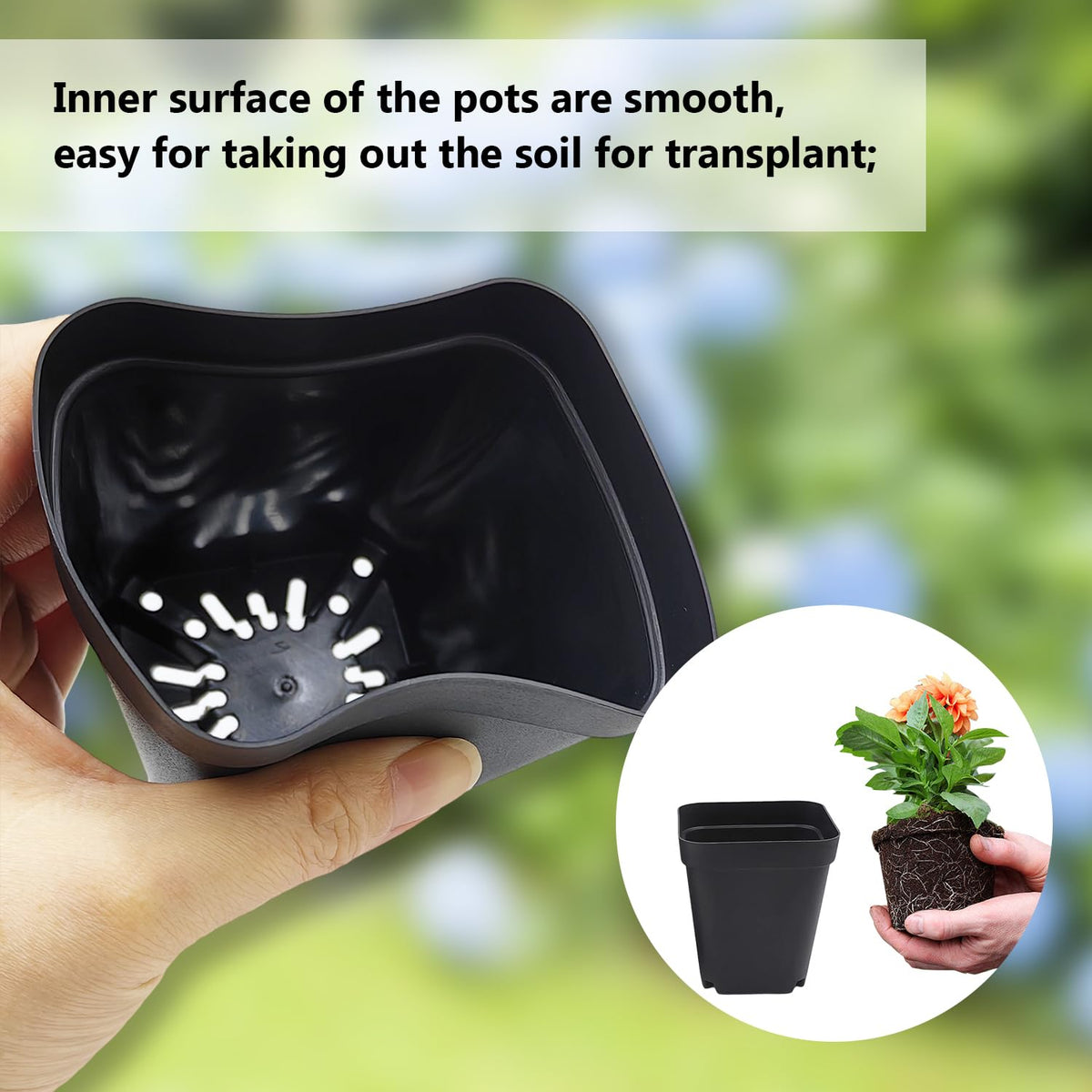 RooTrimmer square pots shown in a 1020 tray for compact seedling setup.