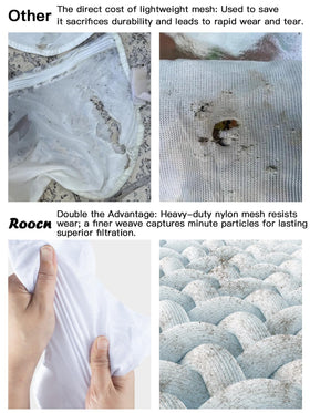 Roocn filter bag highlights easy zip opening for fast debris removal.