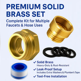 ROOGSIH 3/4in GHT male connector demonstrates garden hose compatibility.