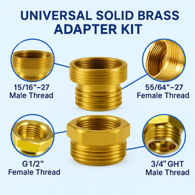 ROOGSIH 55-64in female adapter attached to standard thread for garden hoses.