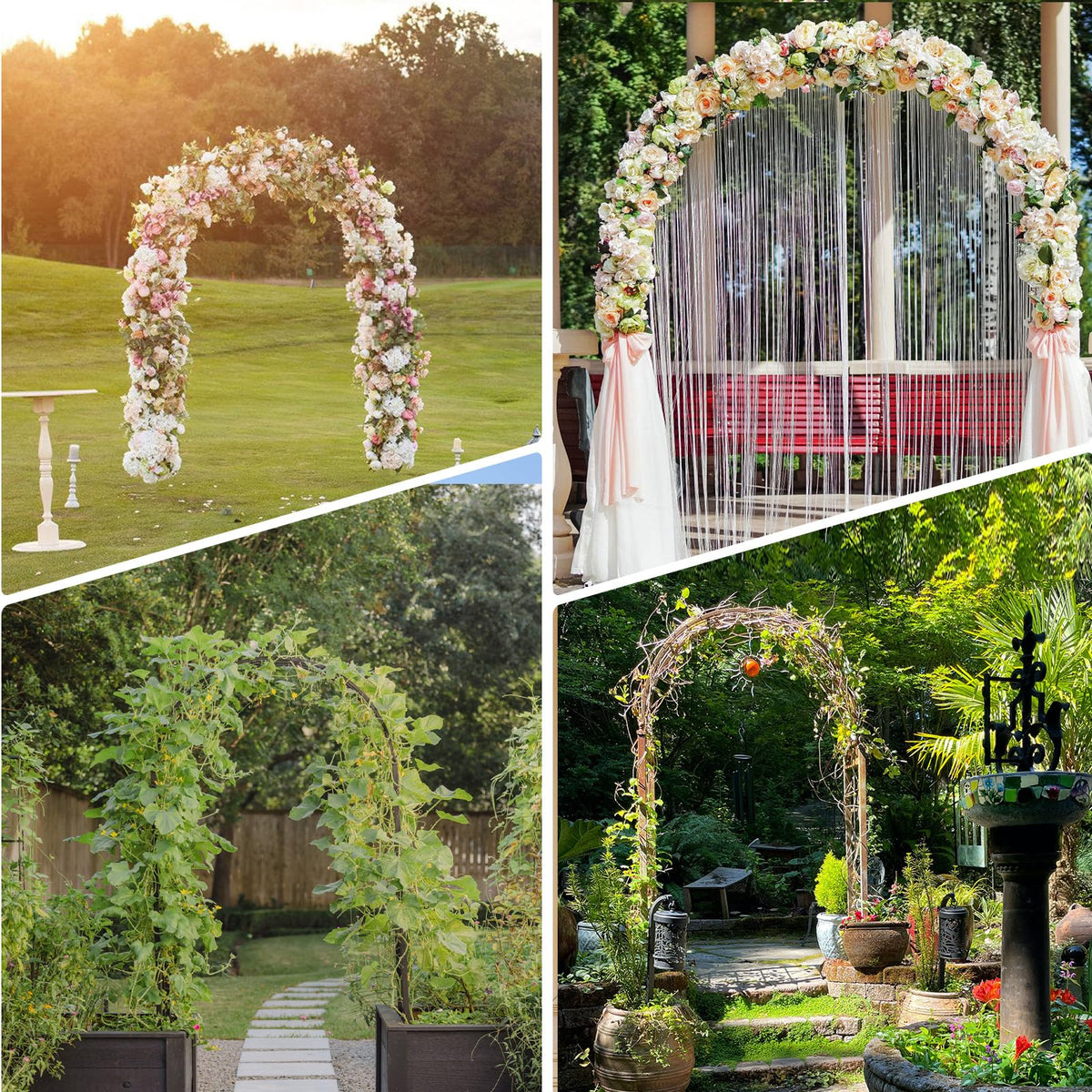 ROOLLYA arch used as wedding backdrop for memorable photos and setup.