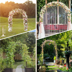 ROOLLYA arch used as wedding backdrop for memorable photos and setup.