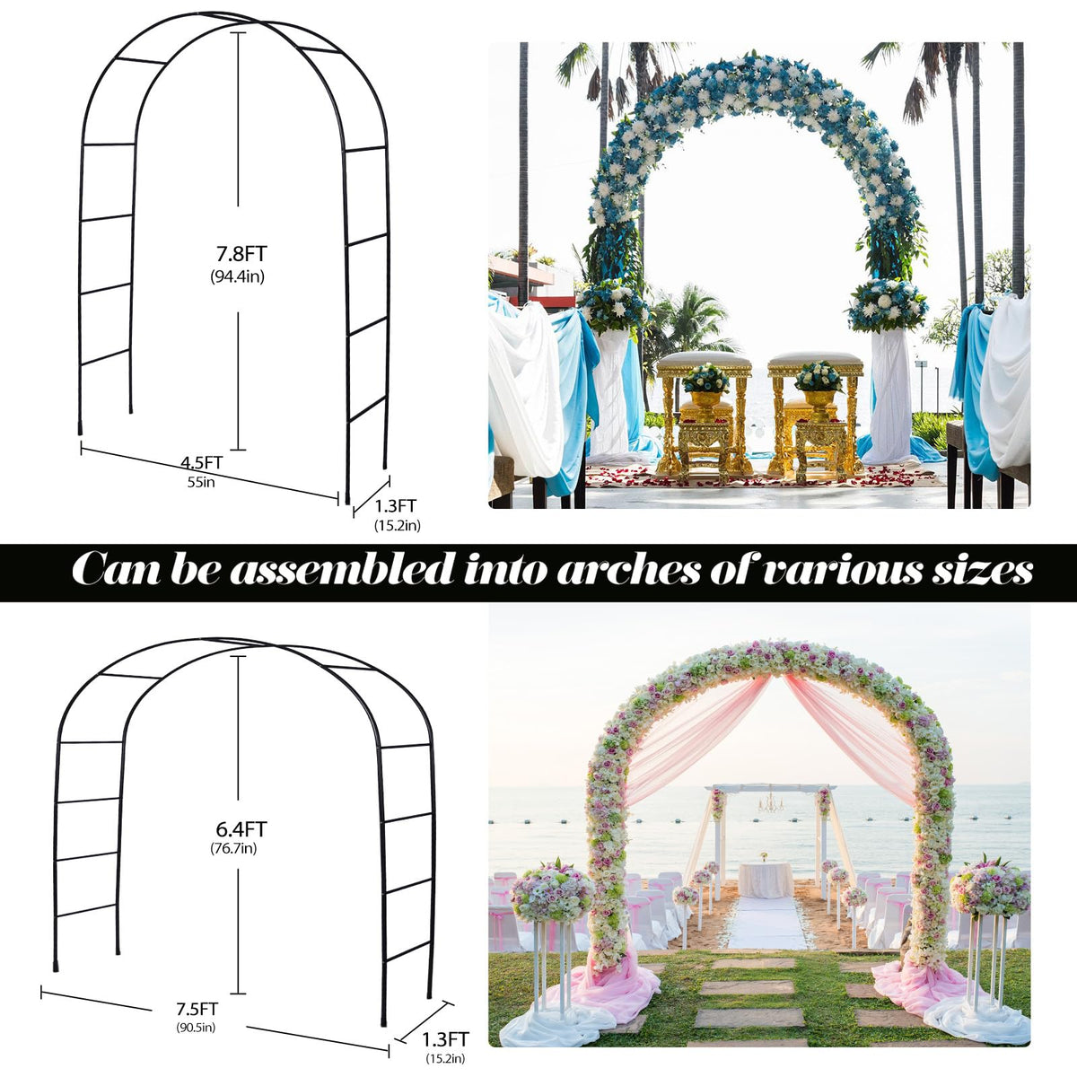 ROOLLYA thickened arch side-assembled view highlighting modular sizing options