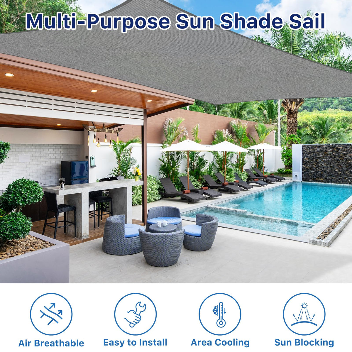 RoomHacks curved sail design reduces sagging across larger spaces.