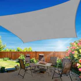 RoomHacks sun shade sail with curved edges maintains tension for steady shade.