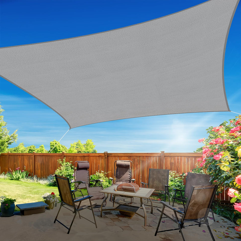 RoomHacks sun shade sail with curved edges maintains tension for steady shade.