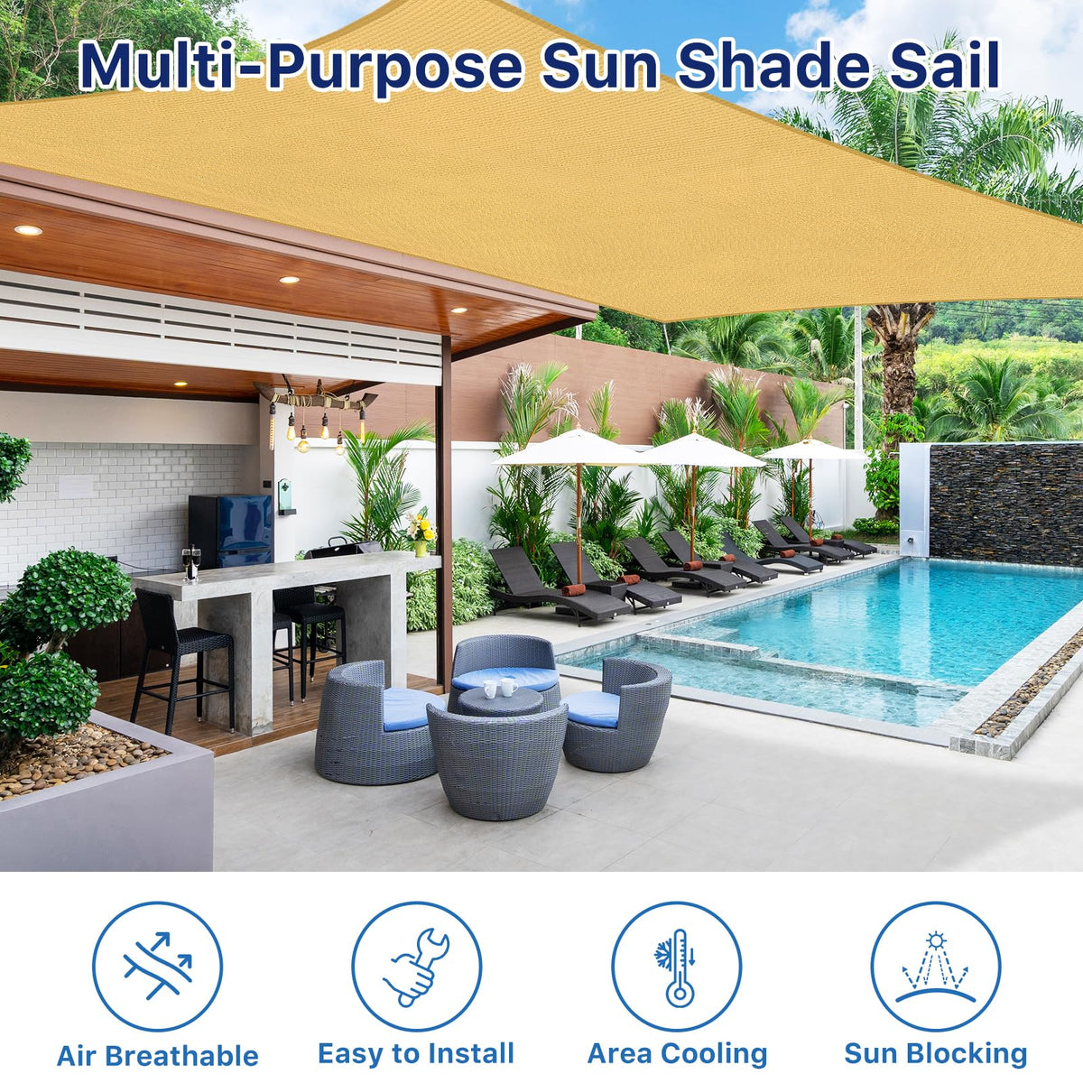 RoomHacks shade sail suited for patios and gardens, versatile shade solution.