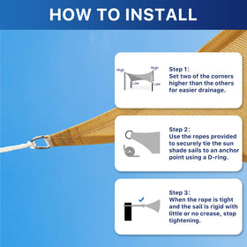 RoomHacks shade sail with tear-resistant ropes boosts long-lasting outdoor use.