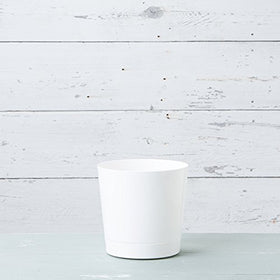 Glossy white 10-inch cylinder pot side view for contemporary spaces