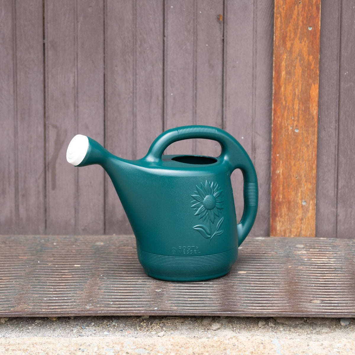 Root & Vessel 2-Gallon with sunflower embossing, side view highlights durable design