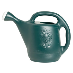 Root & Vessel 2-Gallon watering can, front view, sunflowers embossing, durable outdoors