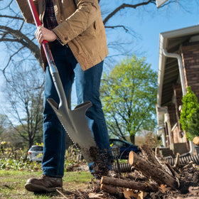 Root Slayer carbon steel blade delivers durability for tough digging tasks.