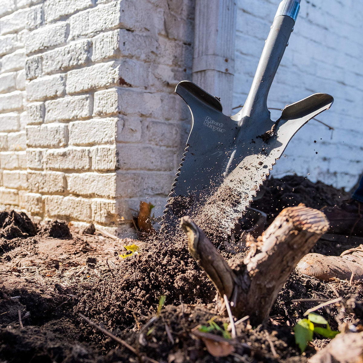 Root Slayer sturdy build withstands demanding outdoor use during garden renovation.