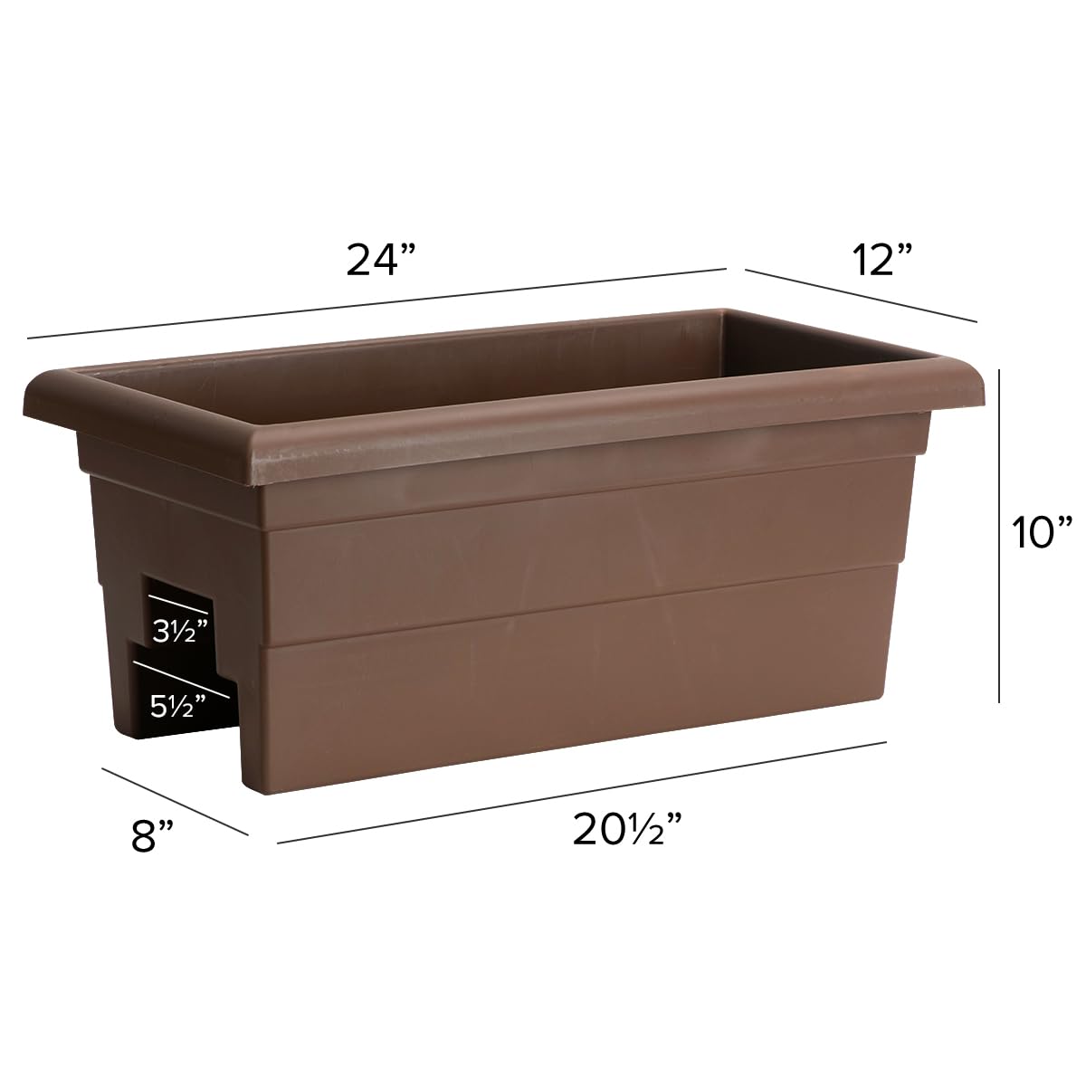 Root & Vessel Countryside Rail Planter close-up finish emphasizes matte brown texture.