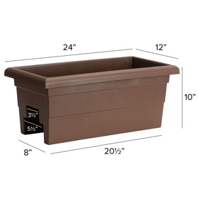 Root & Vessel Countryside Rail Planter close-up finish emphasizes matte brown texture.