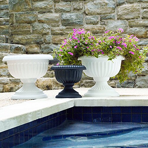 Root & Vessel Grecian Urn Planter shows drainage holes option