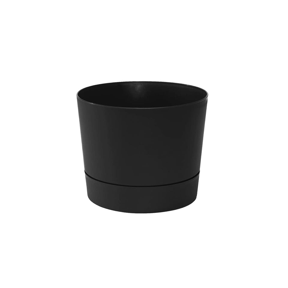 Root & Vessel Majestic MCM pot in matte black, front view for a clean modern look.