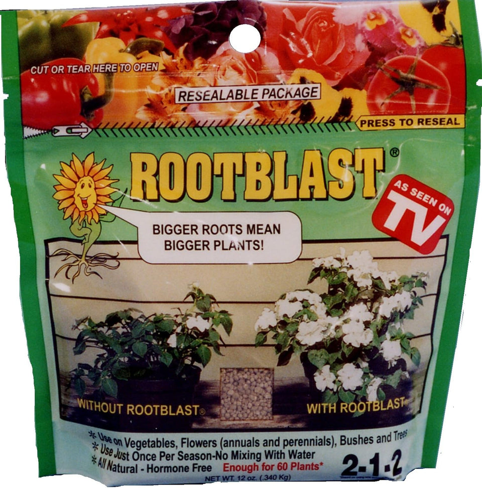 RootBlast sachets with easy-application near plant roots for healthier growth.