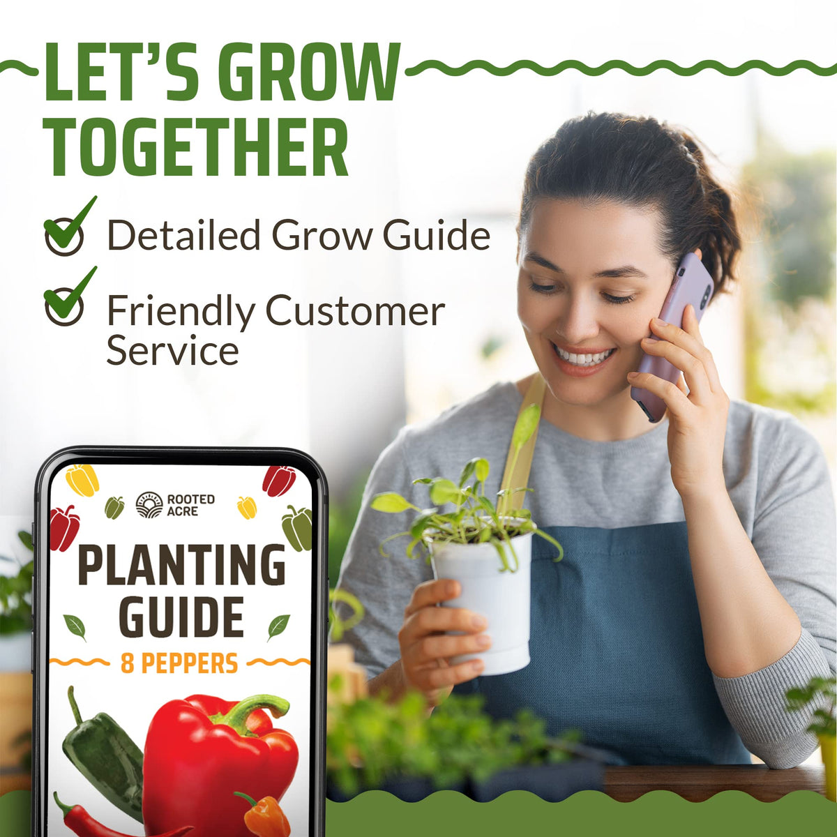 Rooted Acre grow guide and markers included for seedling tracking