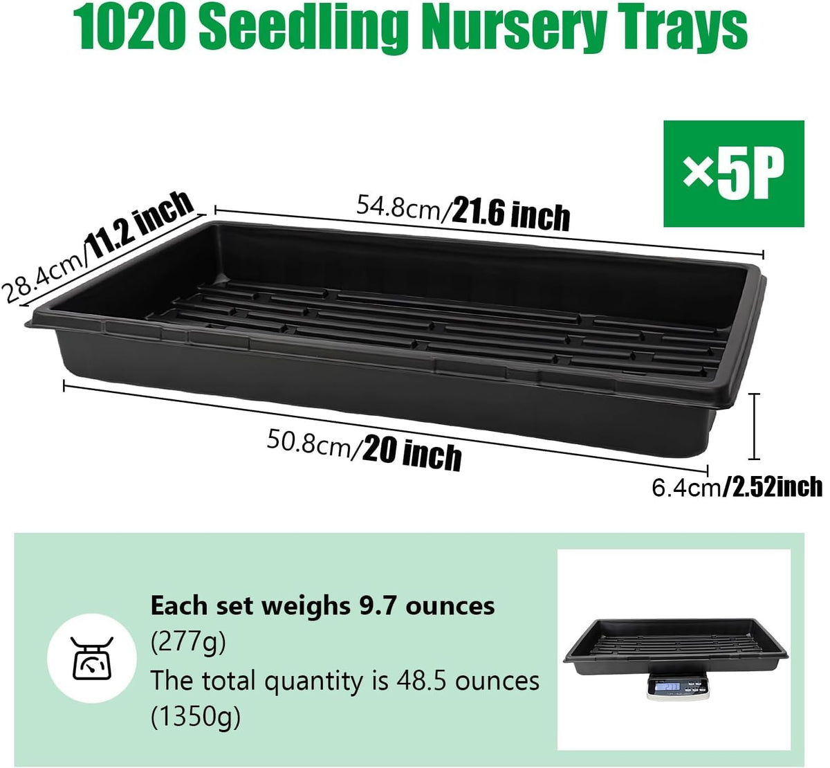 RooTrimmer 1020 tray side view highlighting depth for soil and plugs